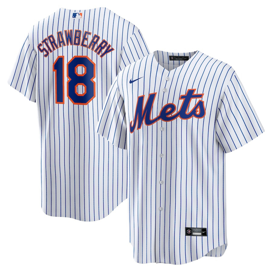 Darryl Strawberry 18 New York Mets Home Player White MLB Jersey Men's