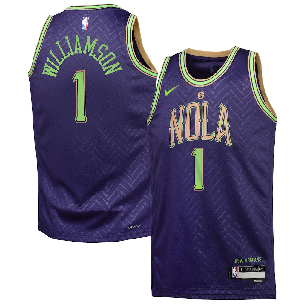 Zion Williamson 1 New Orleans Pelicans 2024/25 Swingman Playe City Edition Purple NBA Jersey Youth