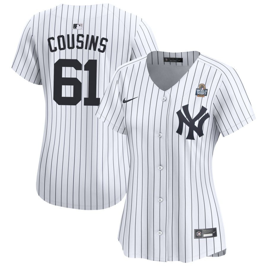 Jake Cousins 61 New York Yankees 2024 World Series Home Limited White MLB Jersey Women's