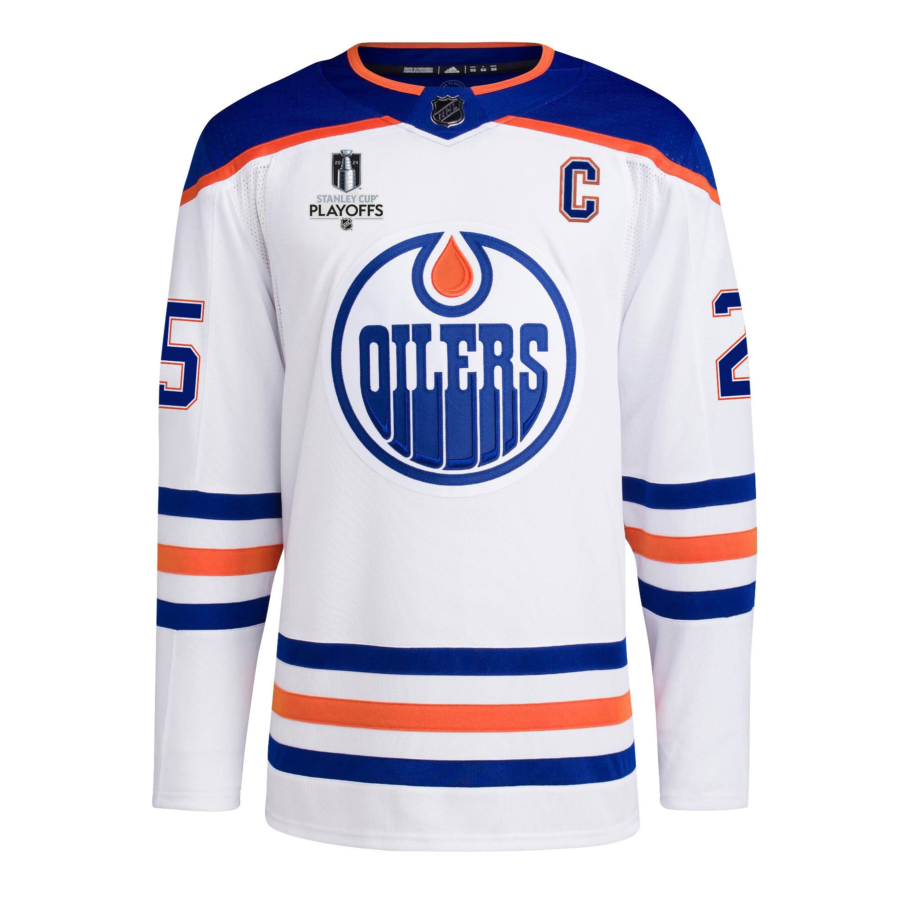 Darnell Nurse 25 Edmonton Oilers 2024 Playoffs Patch Away White NHL Jersey Men's