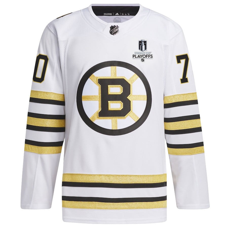 Jesper Boqvist 70 Boston Bruins 2024 Playoffs Patch Away White NHL Jersey Men's