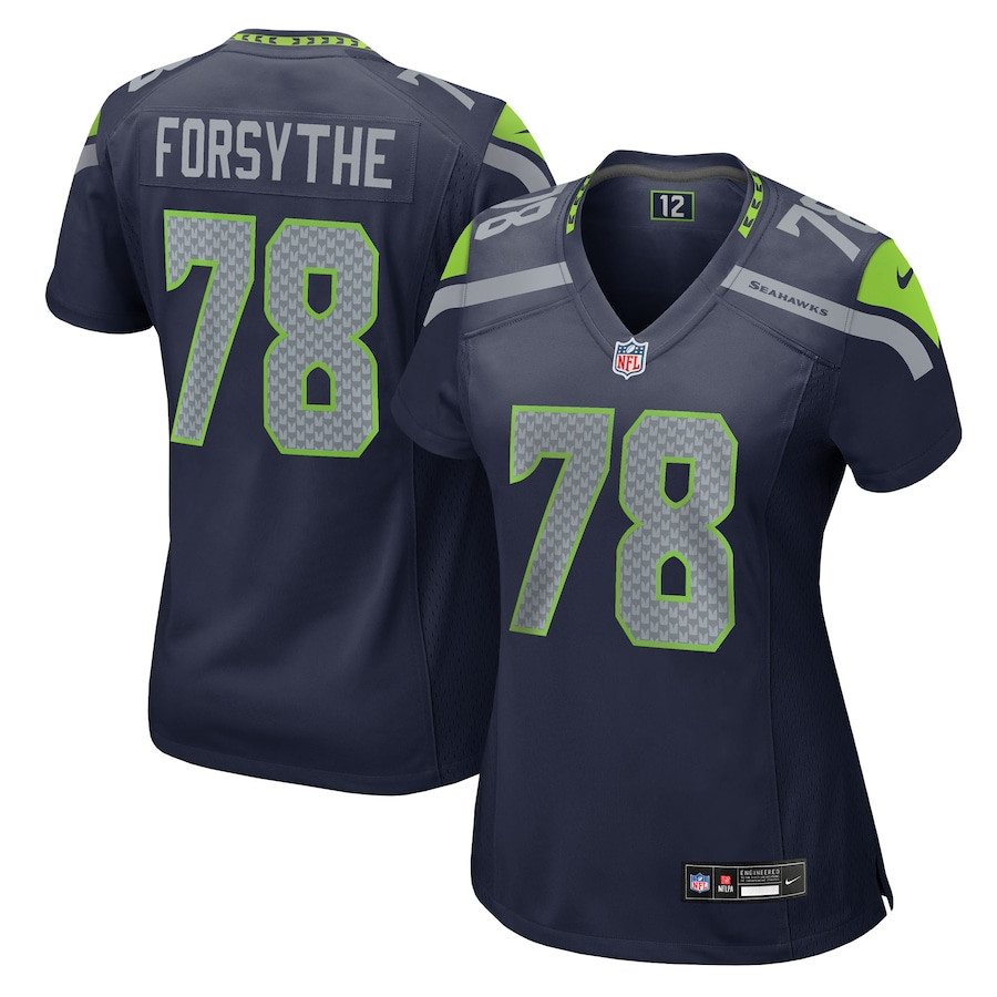 Stone Forsythe 78 Seattle Seahawks Team Game College Navy NFL Jersey Women's