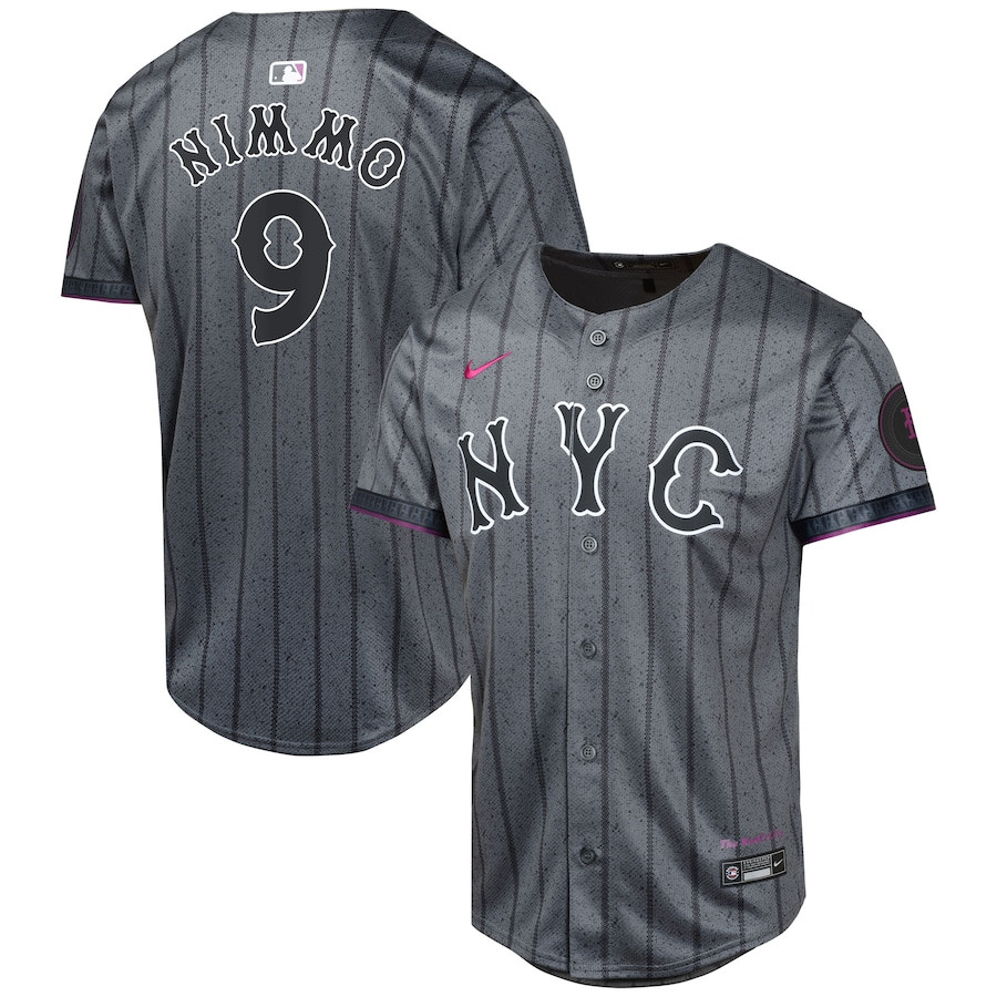 Brandon Nimmo 9 New York Mets 2024 City Connect Limited Graphite MLB Jersey Youth
