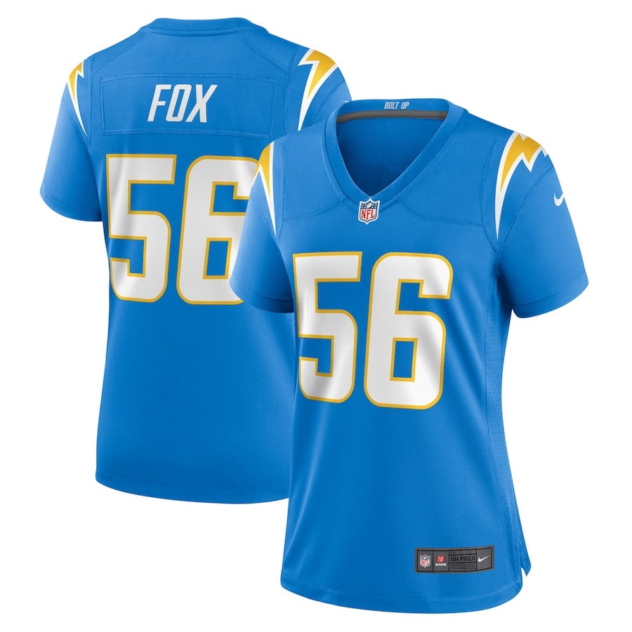 Morgan Fox 56 Los Angeles Chargers Game Powder Blue NFL Jersey Women's