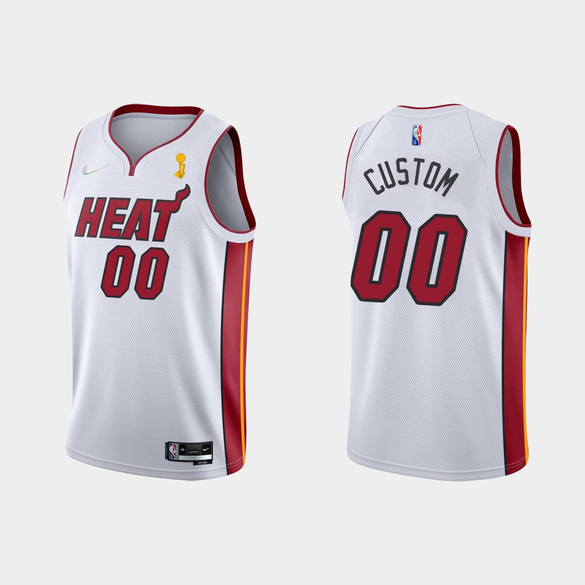 Miami Heat 00 Custom Champions Cup 2023 Patc White NBA Jersey Men's