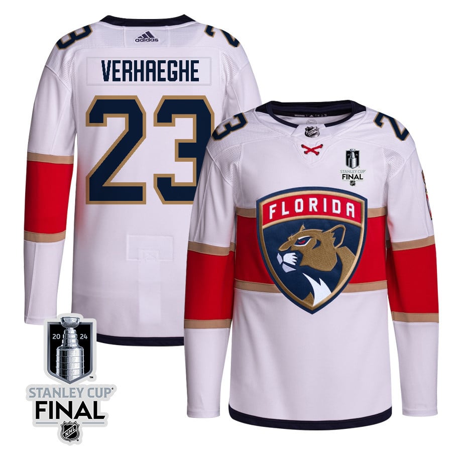 Carter Verhaeghe 23 Florida Panthers 2024 STANLEY CUP Final Away Breakaway White NHL Jersey Men's