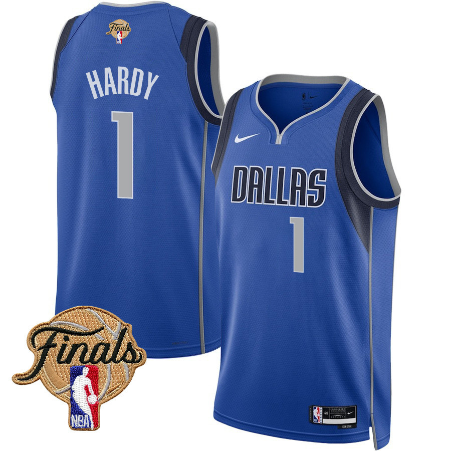 Jaden Hardy 1 Dallas Mavericks 2024 FINALS PATCH Swingman Icon Edition Blue NBA Jersey Men's
