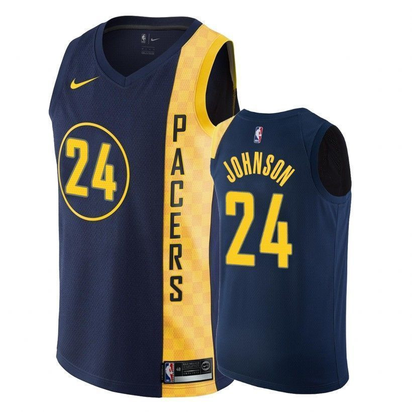 Indiana Pacers Alize Johnson 24 City Navy NBA Jersey Men's