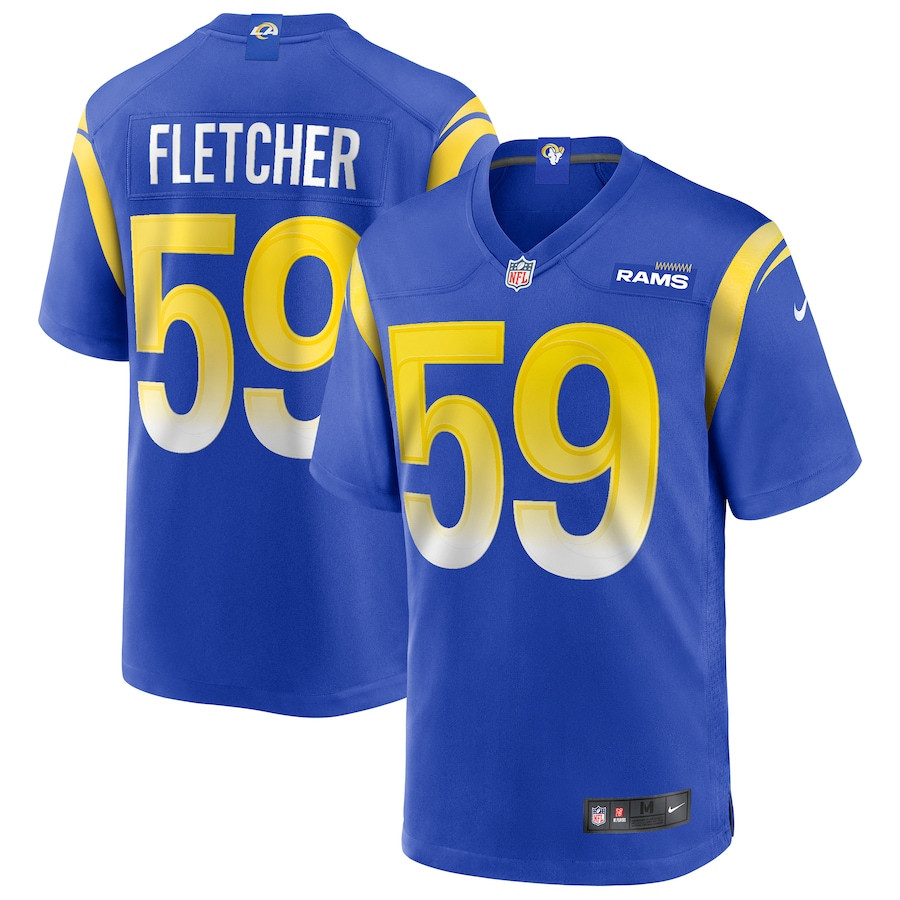 London Fletcher 59 Los Angeles Rams Game Retired Royal NFL Jersey Men's