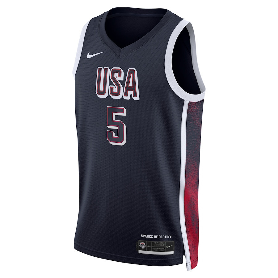 Anthony Edwards 5 USA Unisex 2024 Swingman Player Navy NBA Jersey Unisex