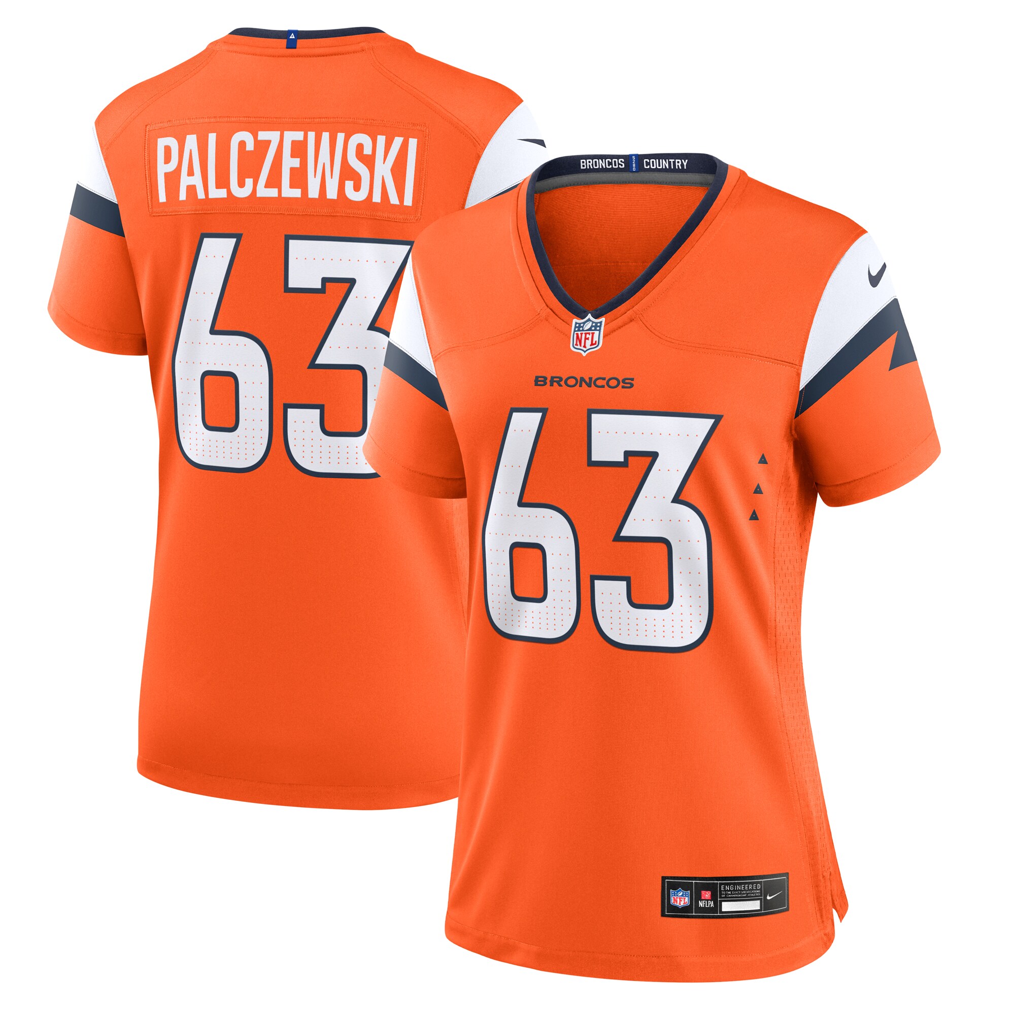 Denver Broncos Alex Palczewski Orange Team Game NFL Jersey Women's