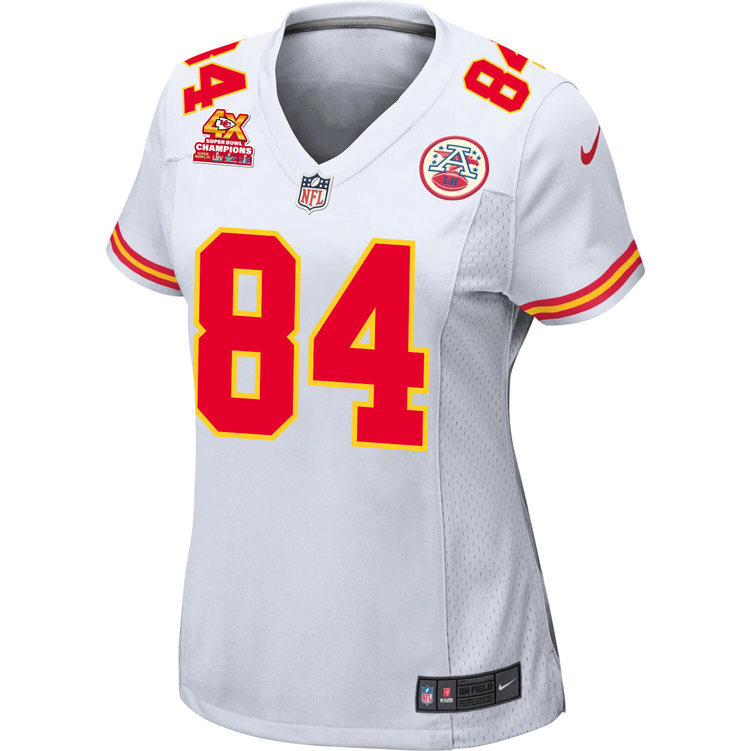Justin Watson 84 Kansas City Chiefs Super Bowl LVIII Champions 4X Game White NFL Jersey Women's