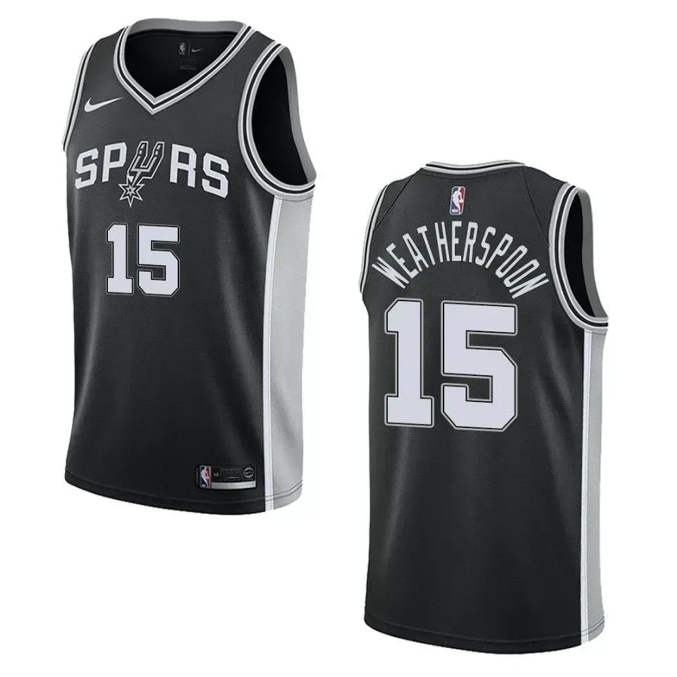 San Antonio Spurs 15 Quinndary Weatherspoon Icon Swingman Black NBA Jersey Men's