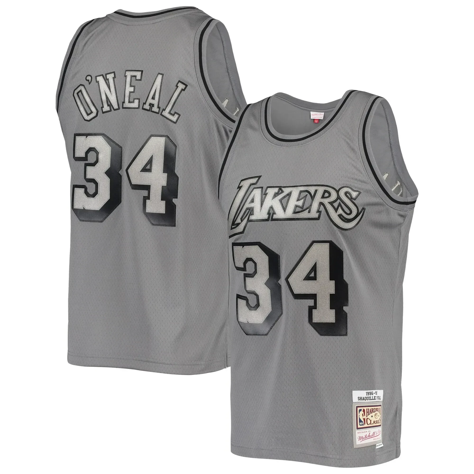 Shaquille O'neal Los Angeles Lakers Mitchell Ness Hardwood Classics Retired Player 1996/97 Metal Works Swingman ??Charcoal NBA Jersey Men's