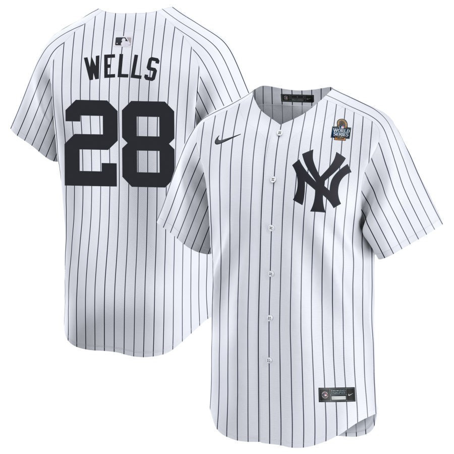 Austin Wells 28 New York Yankees 2024 World Series Home Limited Player White MLB Jersey Men's