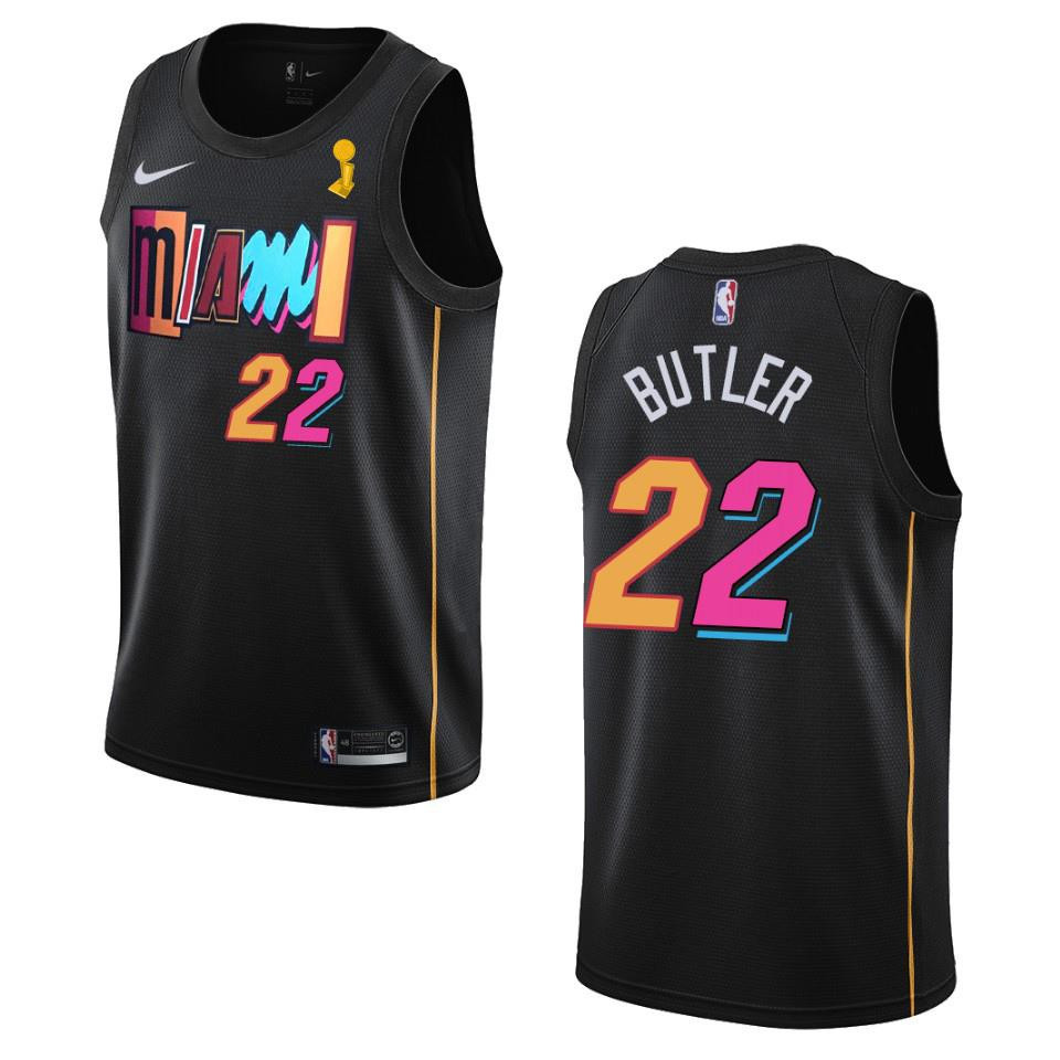 Miami Heat Jimmy Butler 22 Champions Cup 2023 Patch Black NBA Jersey Men's