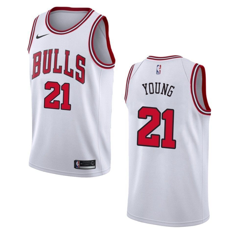 Chicago Bulls 21 Thaddeus Young Association Swingman White NBA Jersey Men's
