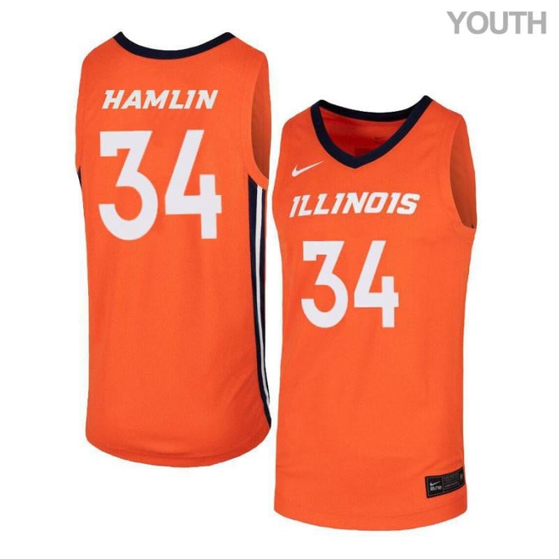 34 Jermaine Hamlin Orange Elite Illinois Fighting Illini NCAA Jersey Youth