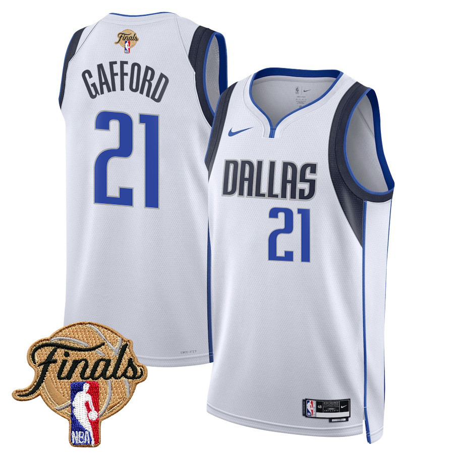 Daniel Gafford 21 Dallas Mavericks 2024 FINALS PATCH Swingman Association Editio White NBA Jersey Men's