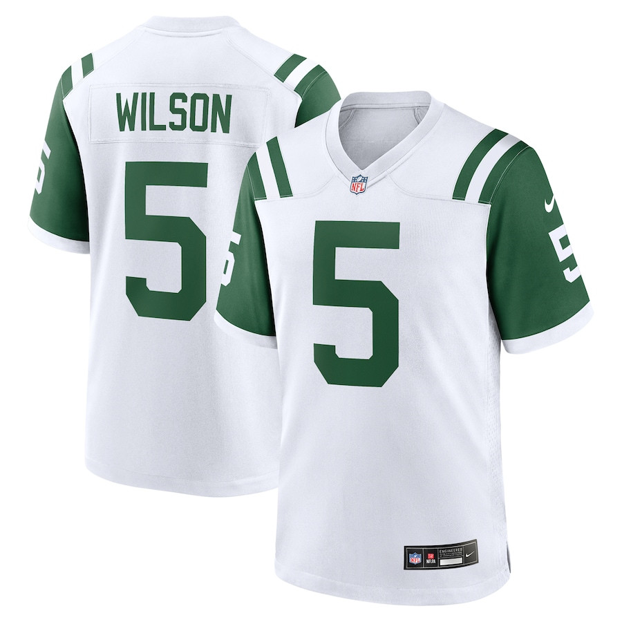 Garrett Wilson 5 New York Jets Classic Alternate Game White NFL Jersey Men's