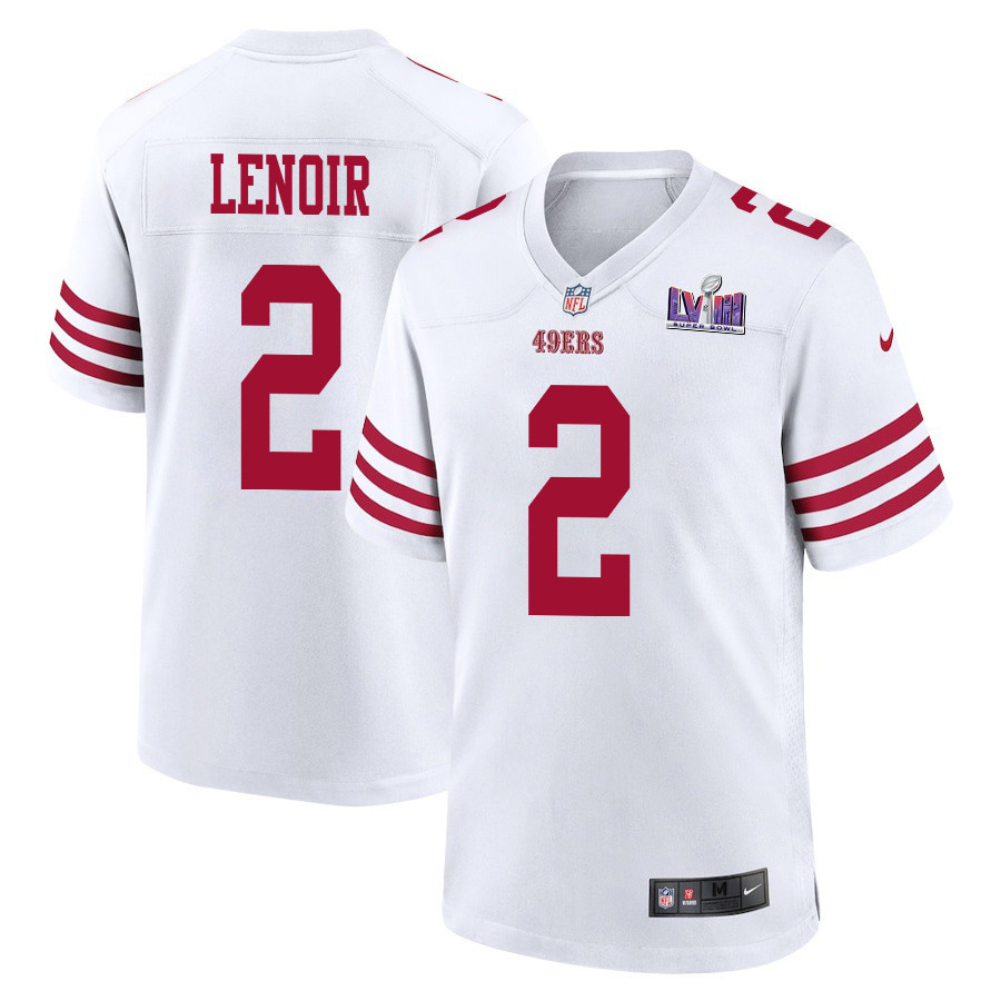 Deommodore Lenoir 2 San Francisco 49ers Super Bowl LVIII Patch Game White NFL Jersey Men's