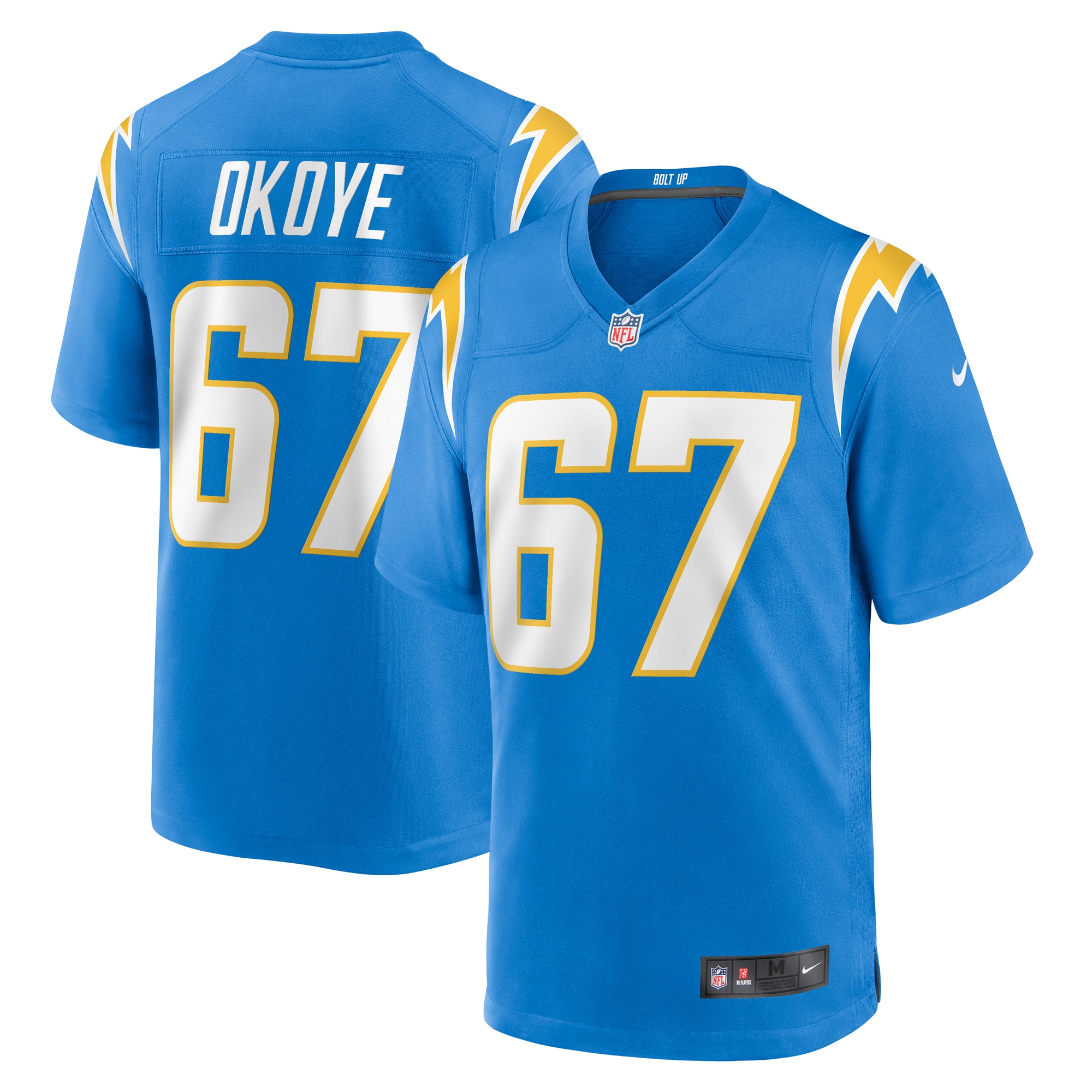 Los Angeles Chargers CJ Okoye Powder Blue Team Game NFL Jersey Men's