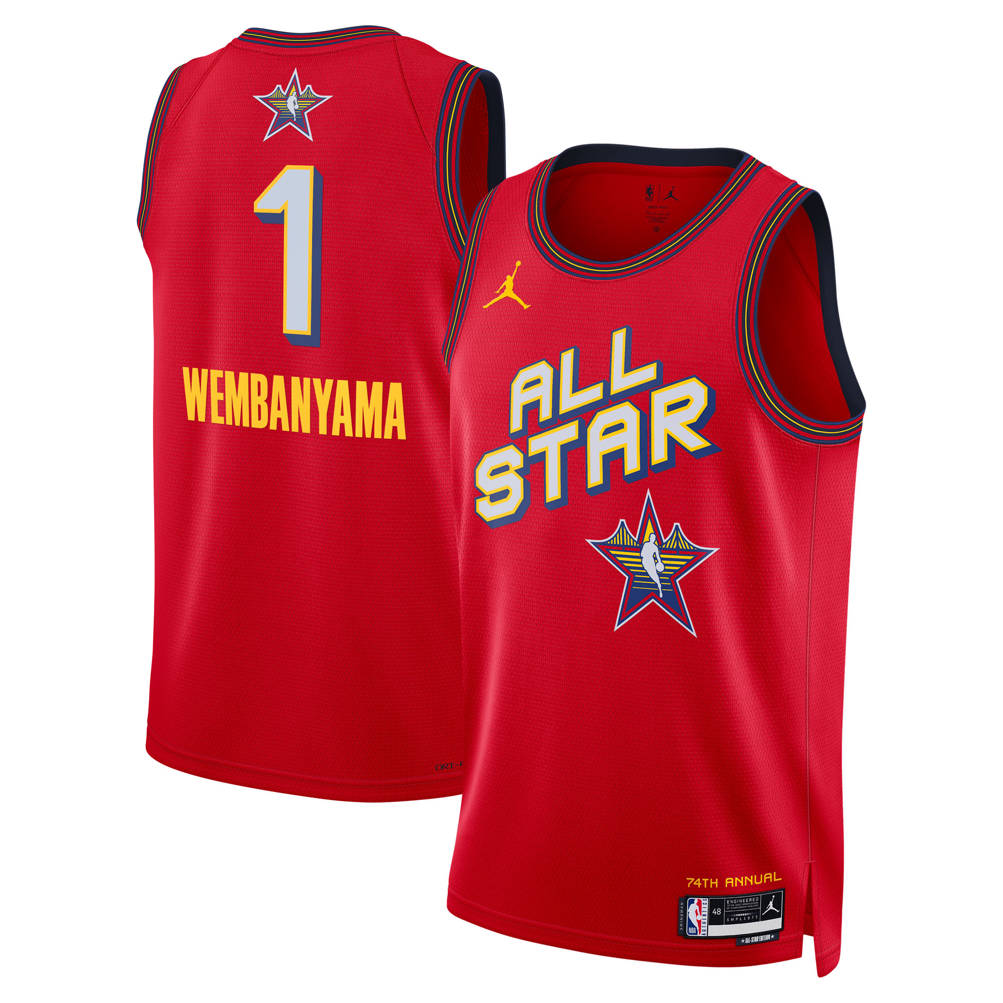 NBA Jordan Brand All Star 2025 Swingman Red Victor Wembanyam Unisex NBA Jersey Unisex