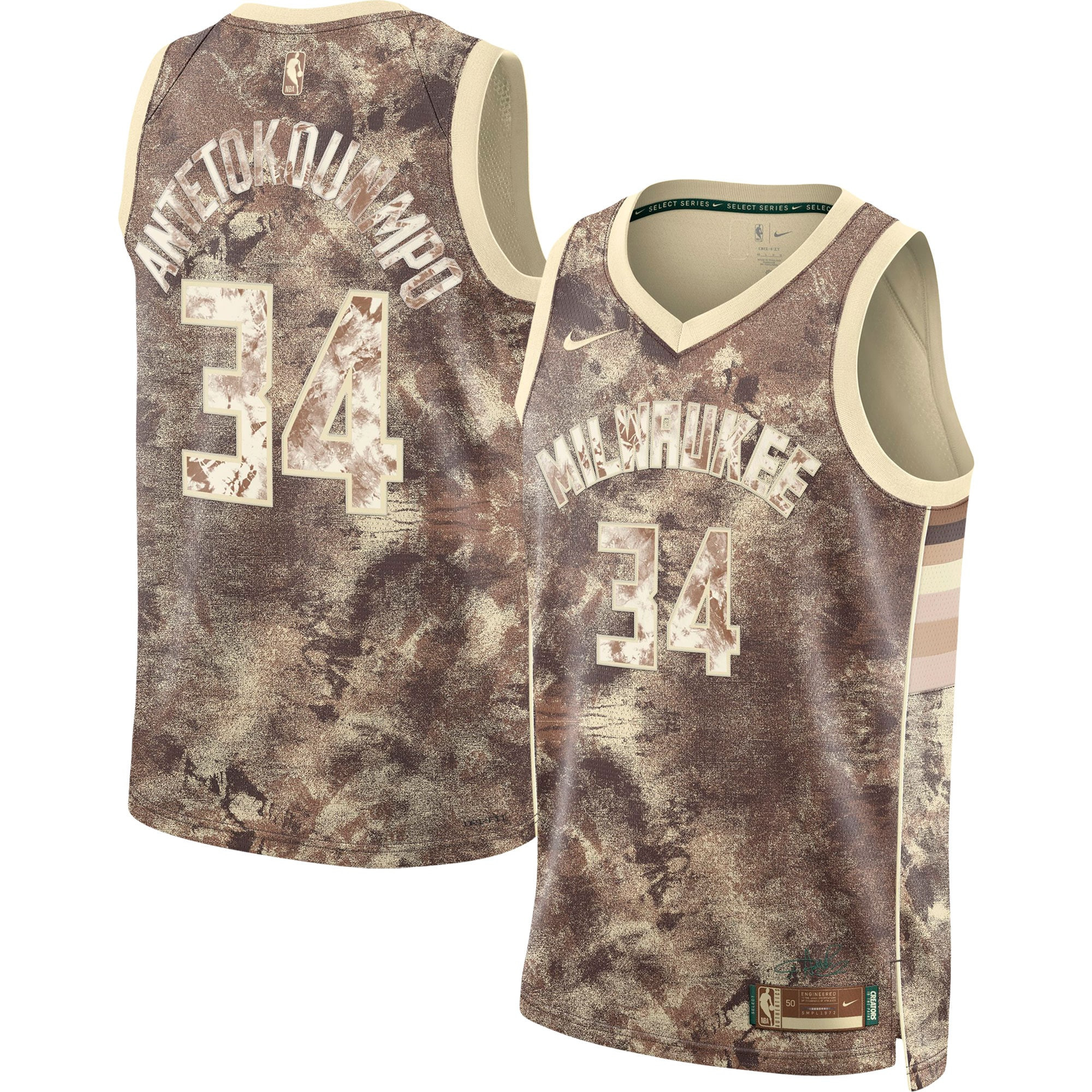 Giannis Antetokounmpo 34 Milwaukee Bucks Unisex Select Series Swingman Printing NBA Jersey Unisex