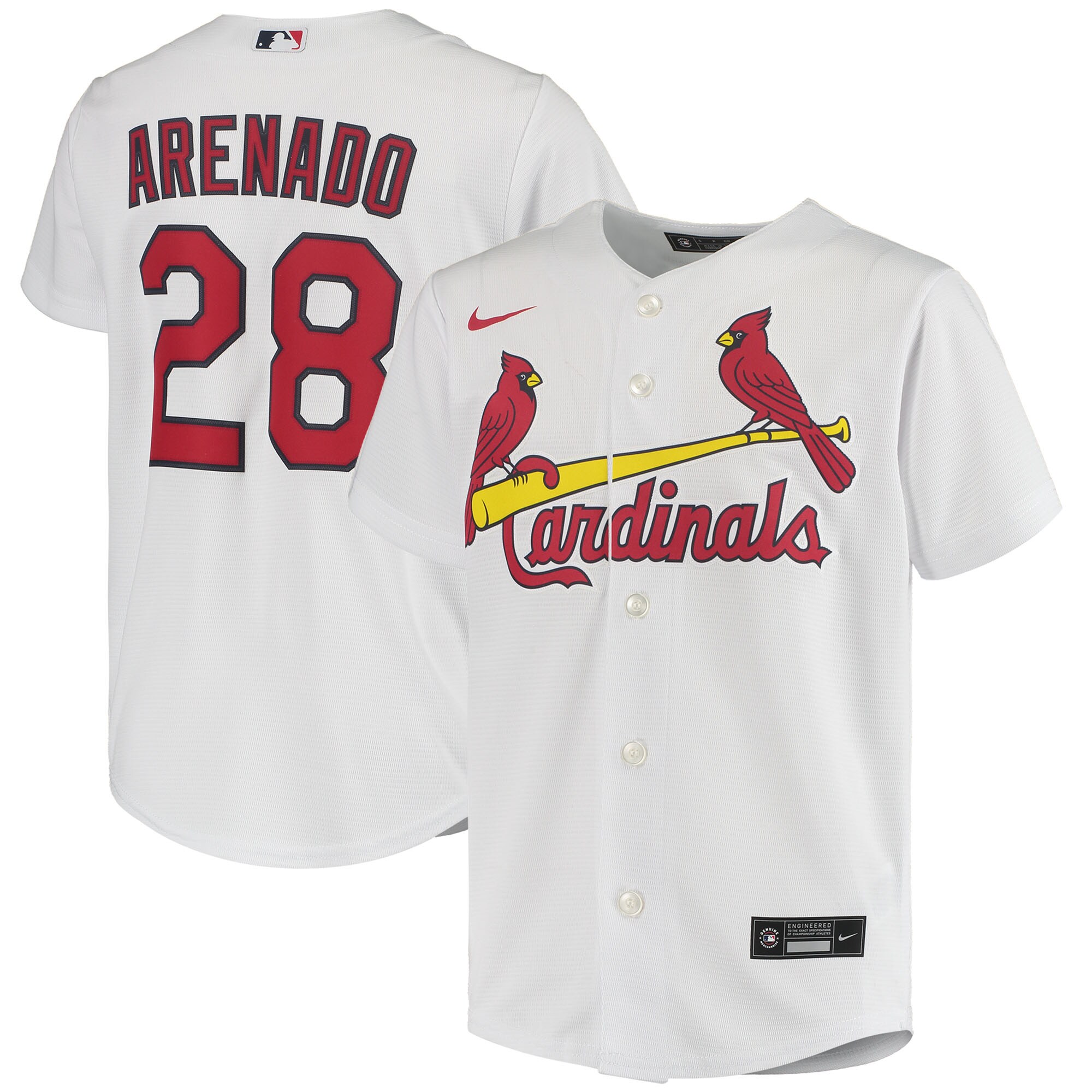 St. Louis Cardinals Nolan Arenado White Home Player MLB Jersey Youth