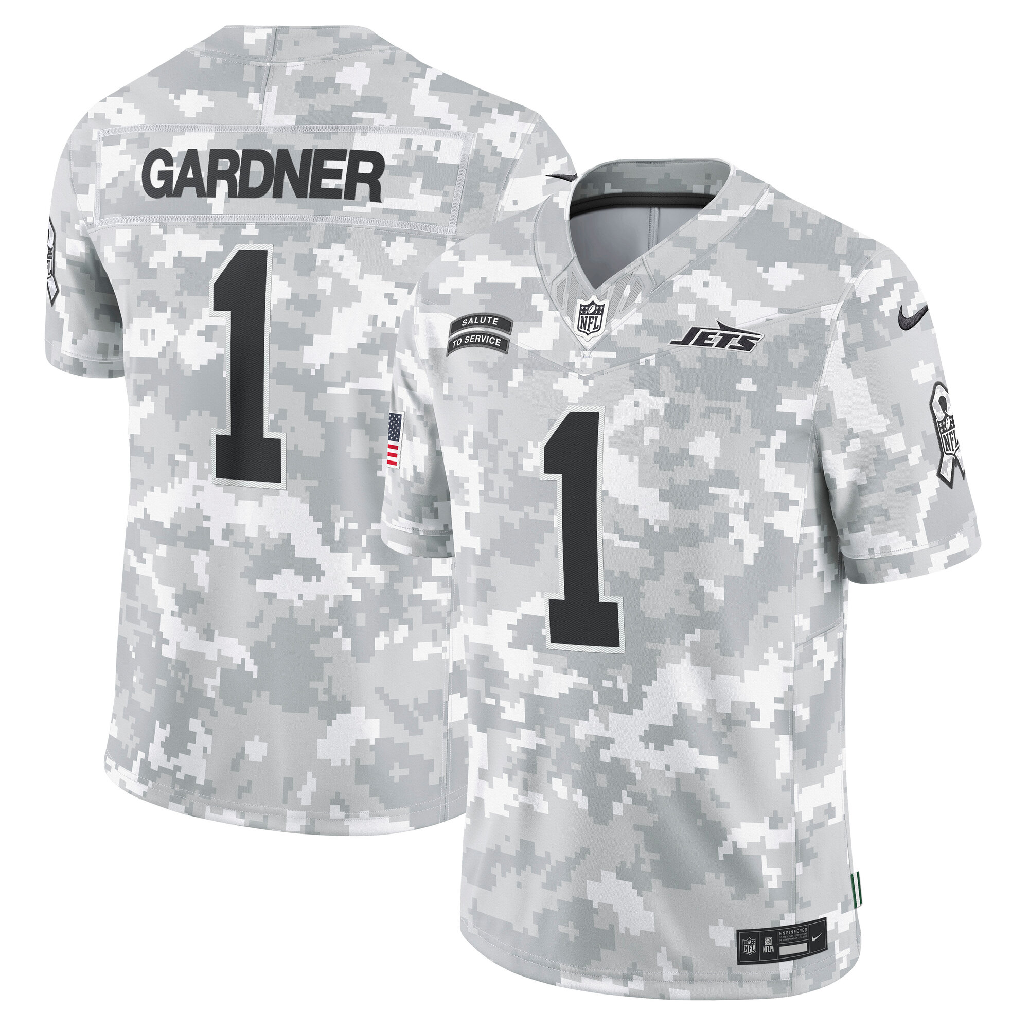 New York Jets Sauce Gardner Arctic Camo 2024 Salute to Service Limited NFL Jersey Men's