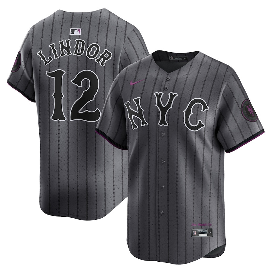 Francisco Lindor 12 New York Mets 2024 City Connect Limited Graphite MLB Jersey Men's