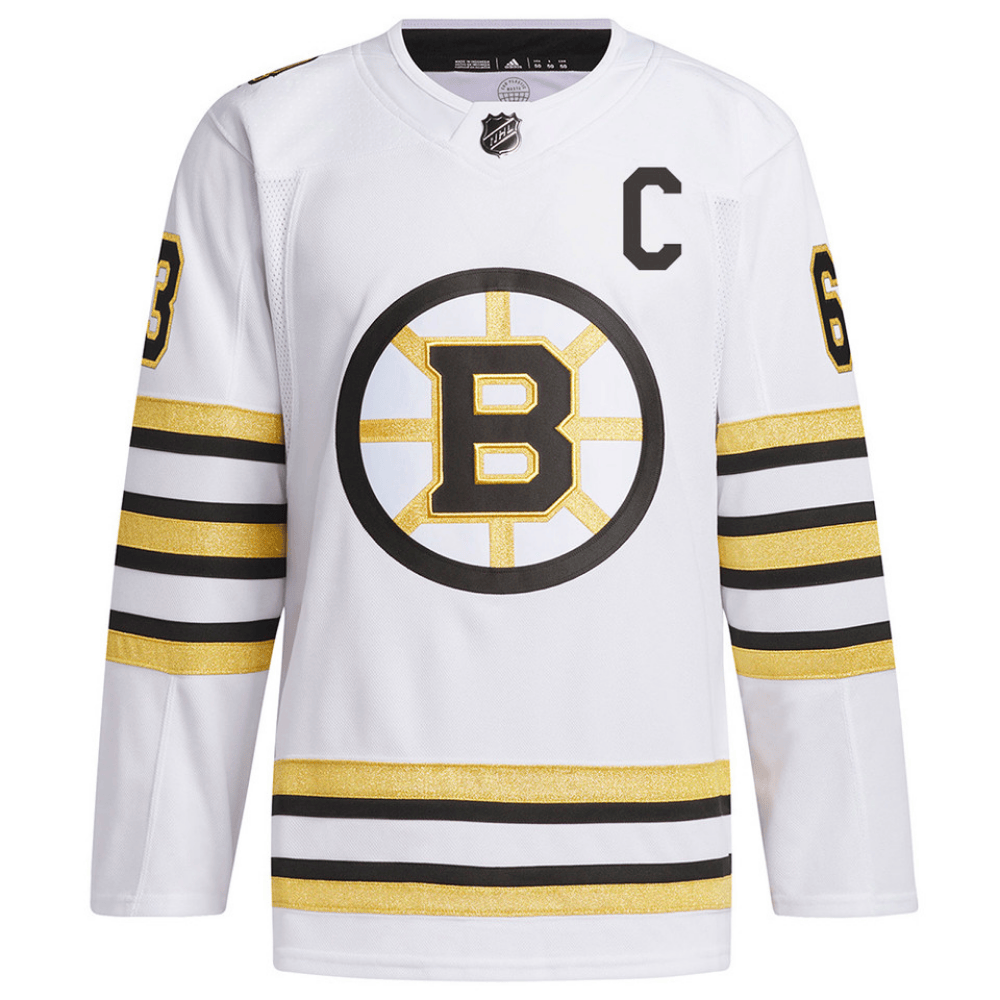 Brad Marchand 63 Boston Bruins 100th Anniversary Primegreen Away White NHL Jersey Men's