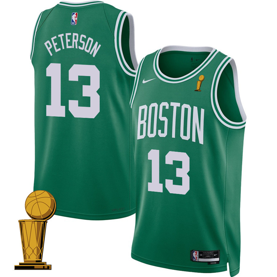 Drew Peterson 13 Boston Celtics 2024 FINALS CHAMPIONS Icon Edition Kelly Green NBA Jersey Men's