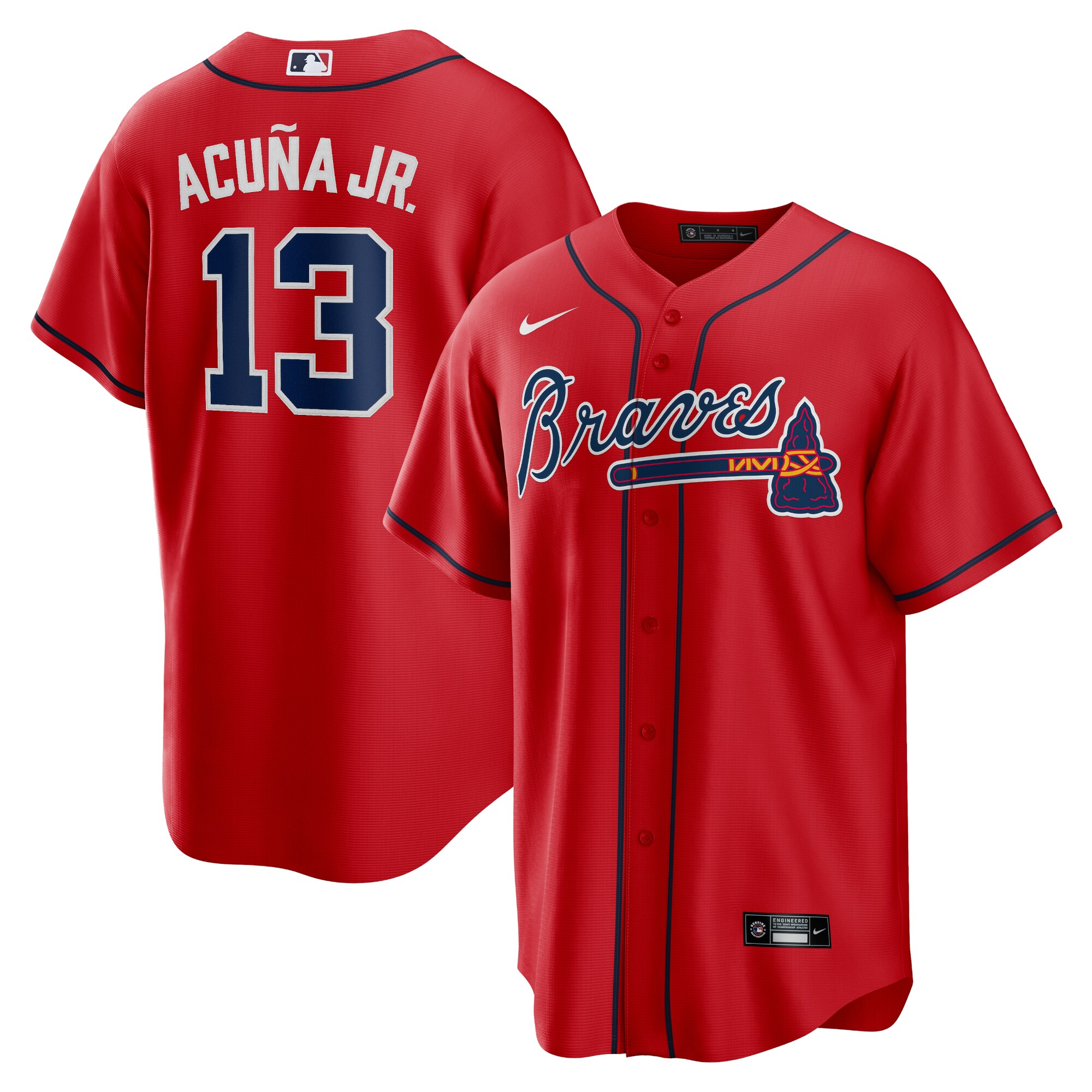 Atlanta Braves Ronald Acuna Jr. Red Alternate Player Name MLB Jersey Men's