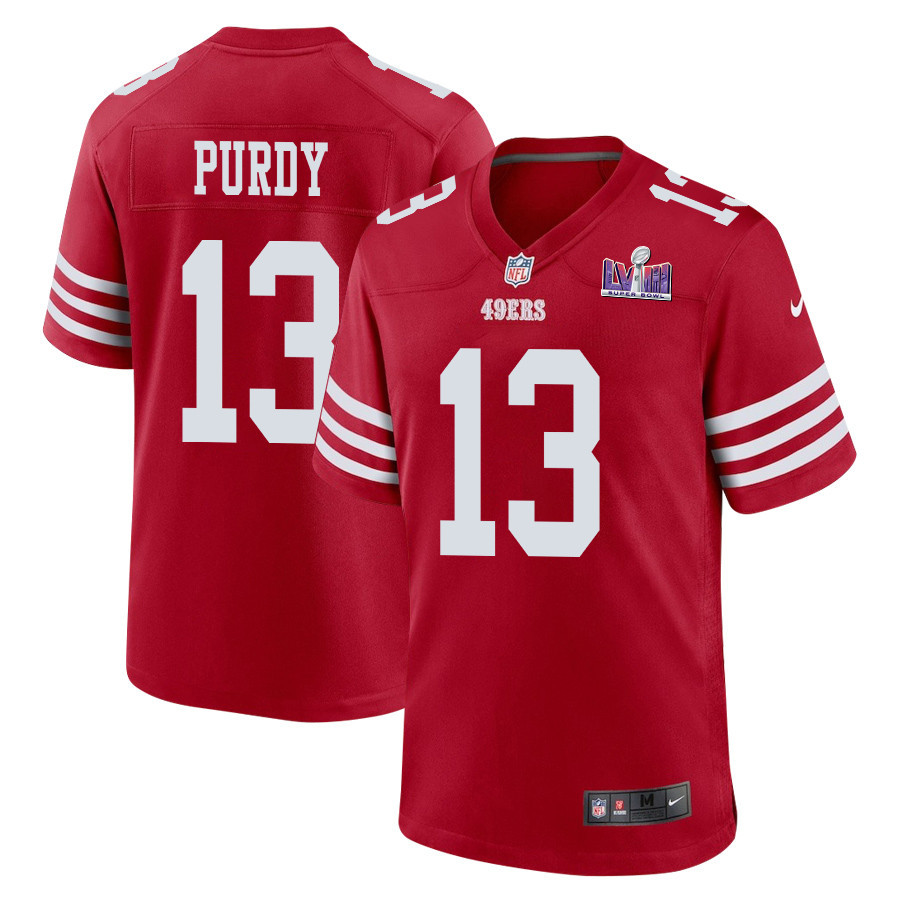 Brock Purdy 13 San Francisco 49ers Super Bowl LVIII Patch Game Scarlet NFL Jersey Men's
