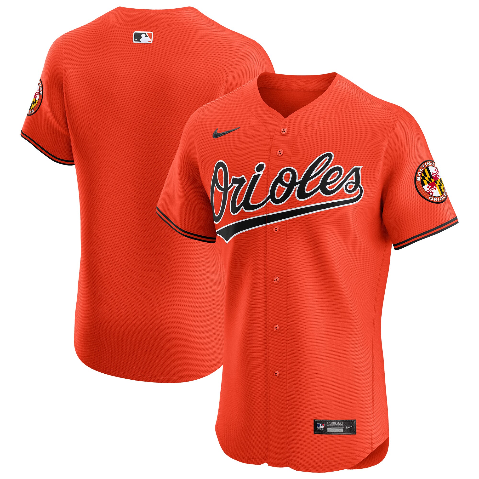 Baltimore Orioles Orange Alternate Vapor Premier Elite Patch MLB Jersey Men's