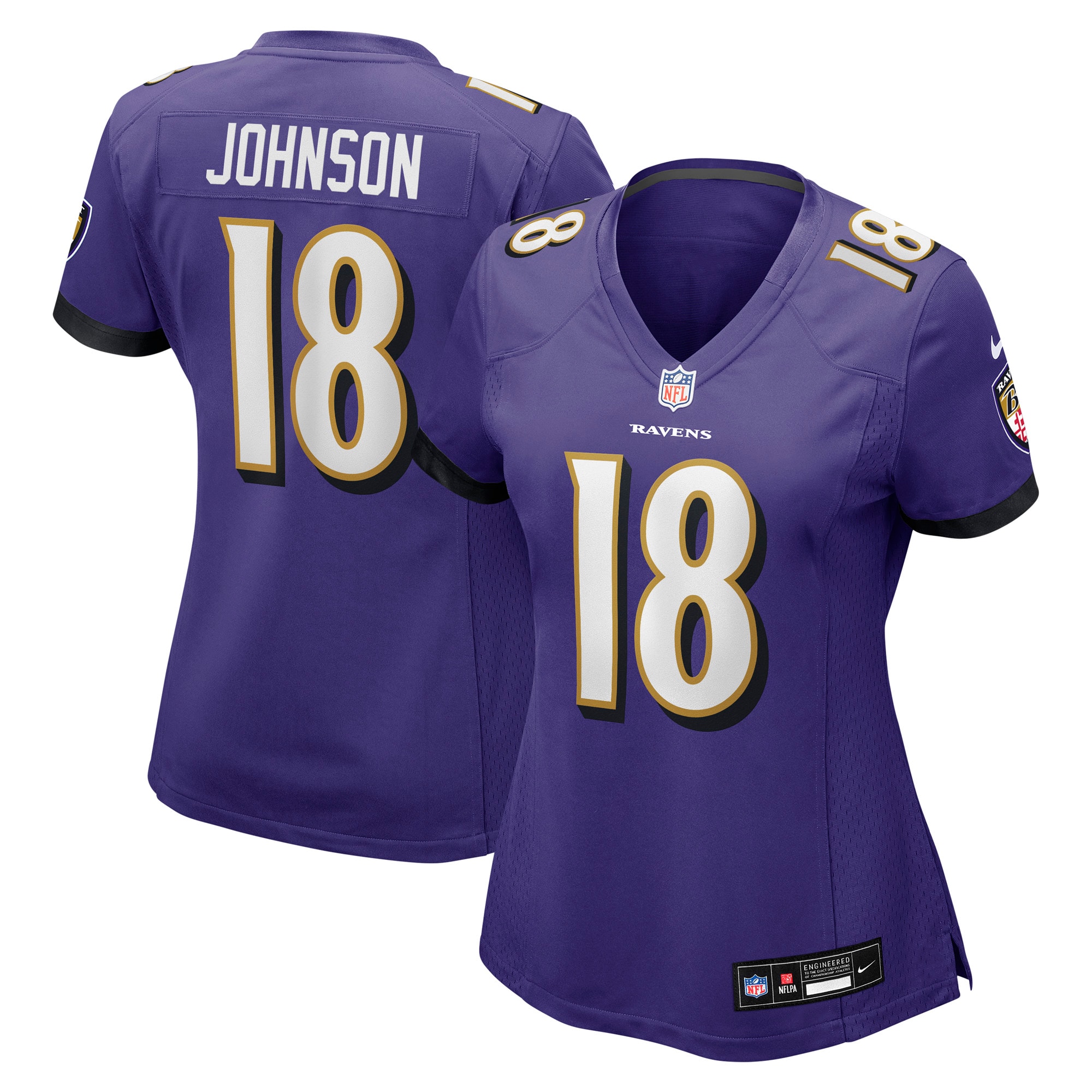 Baltimore Ravens Diontae Johnson Purple Player Game NFL Jersey Women's