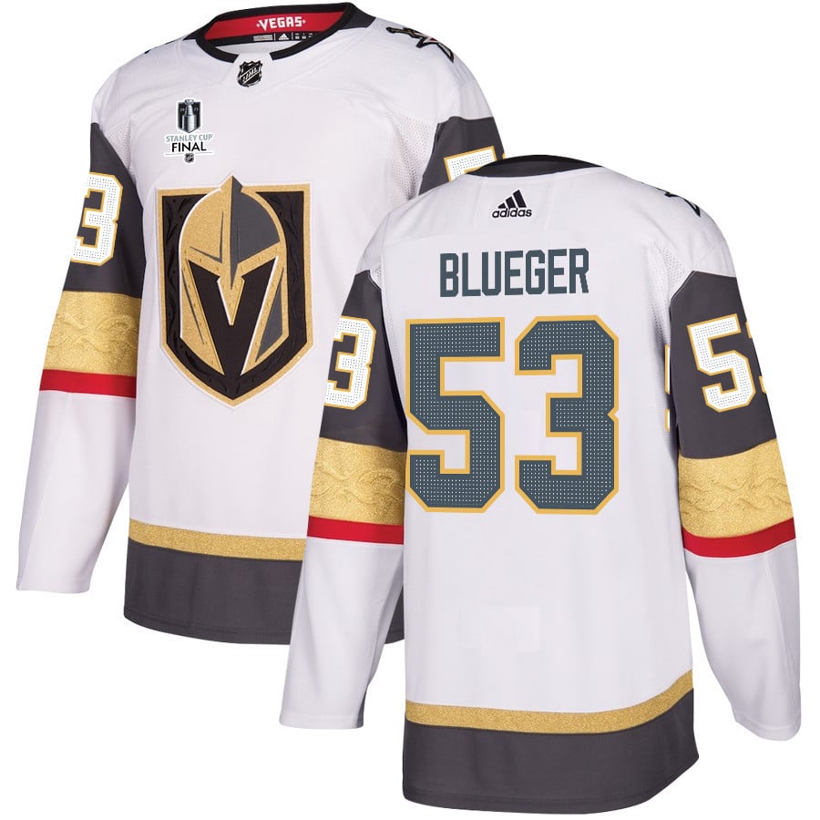 Teddy Blueger 53 Vegas Golden Knights Stanley Cup 2023 Final Patch Away Breakaway White NHL Jersey Men's