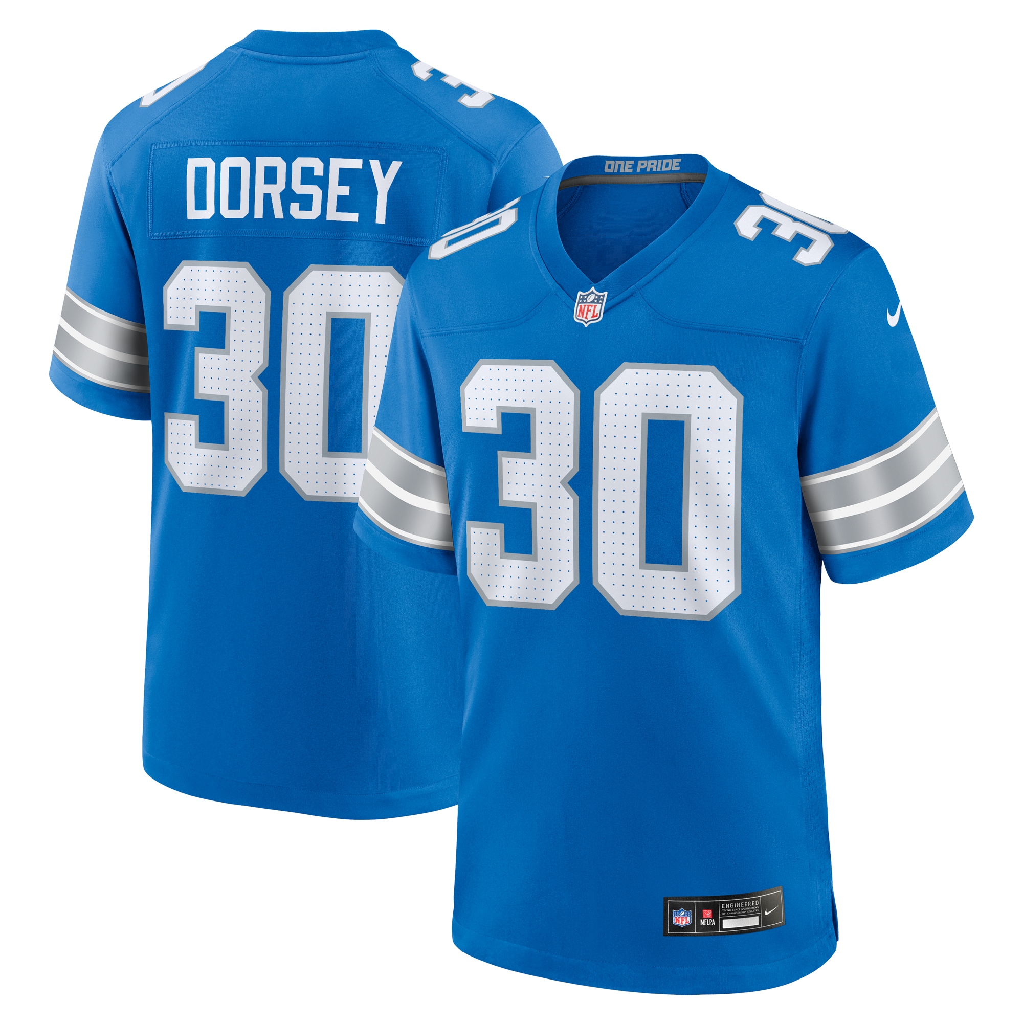 Detroit Lions Khalil Dorsey Blue Team Game NFL Jersey Men's