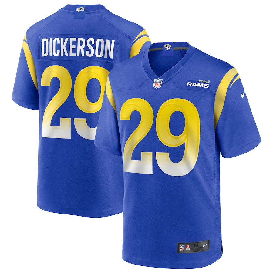 Eric Dickerson 29 Los Angeles Rams Game Retired Royal NFL Jersey Men's