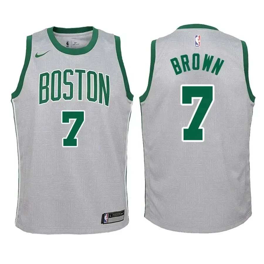 Celtics Jaylen Brown 7 City Edition Gray NBA Jersey Youth