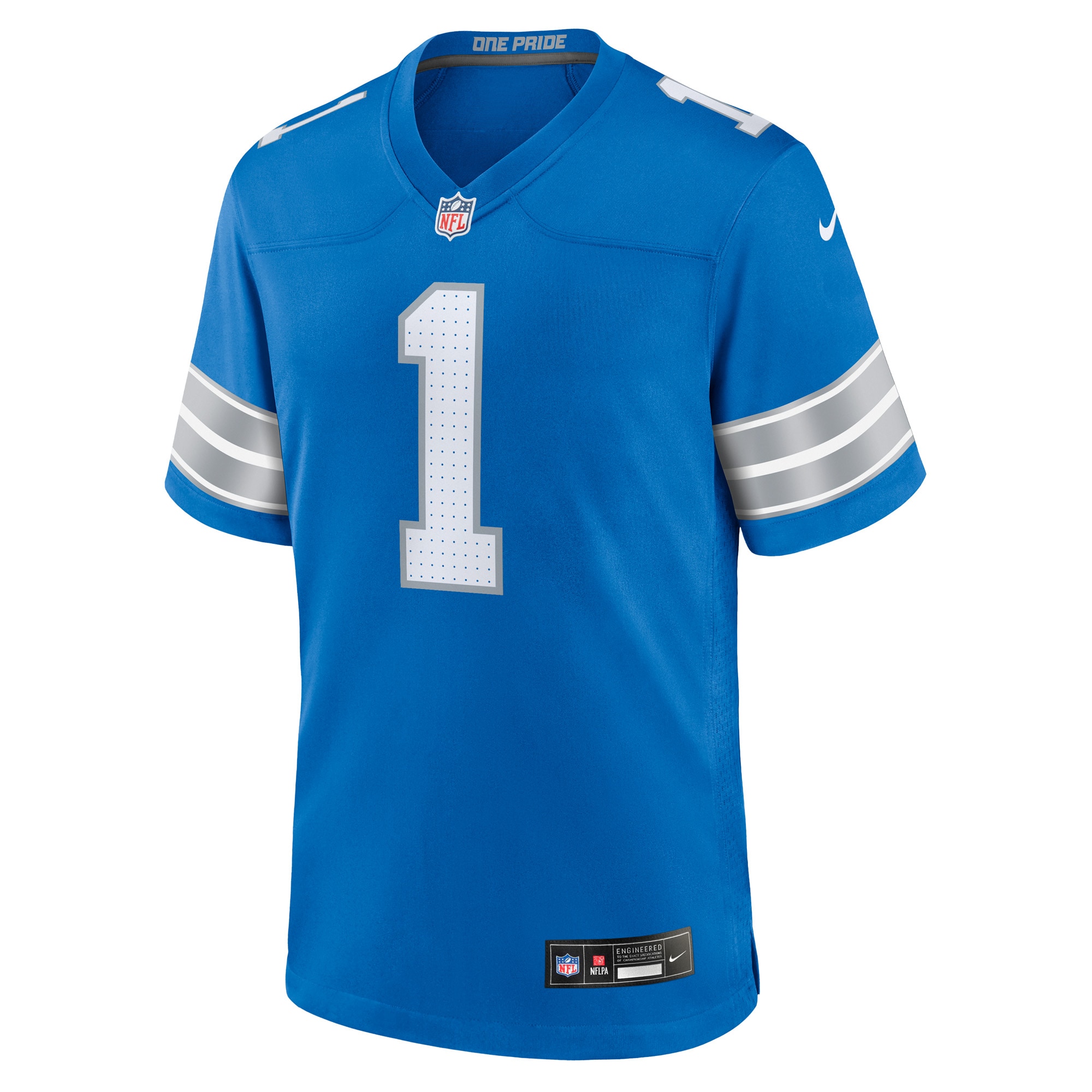 Detroit Lions Number 1 Groom Blue Game NFL Jersey Men's