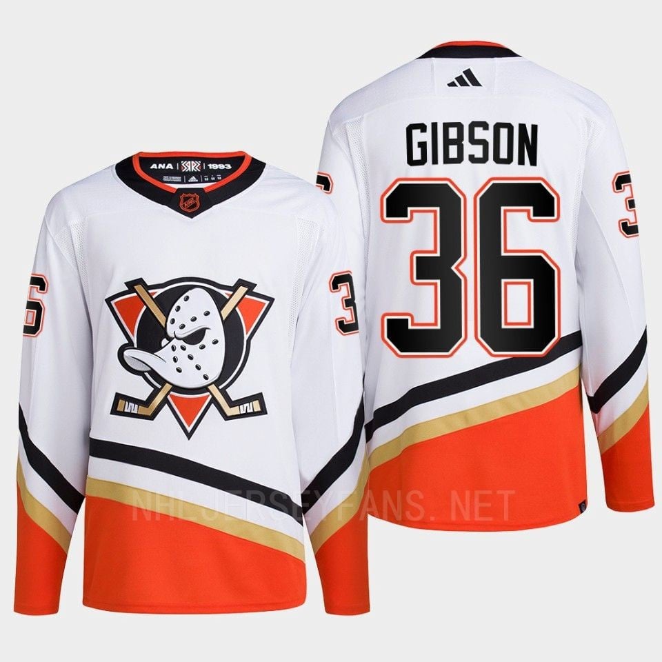 Anaheim Ducks 2022 Reverse Retro 2.0 John Gibson 36 White Primegreen NHL Jersey Men's