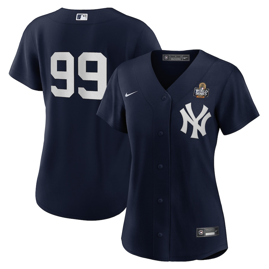 Aaron Judge 99 New York Yankees 2024 World Series Player Navy MLB Jersey Women's