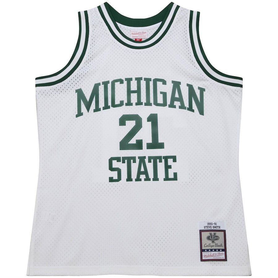 Steve Smith 21 Michigan State Spartans 125th Anniversary 1990 Throwback White NCAA Jersey Men's