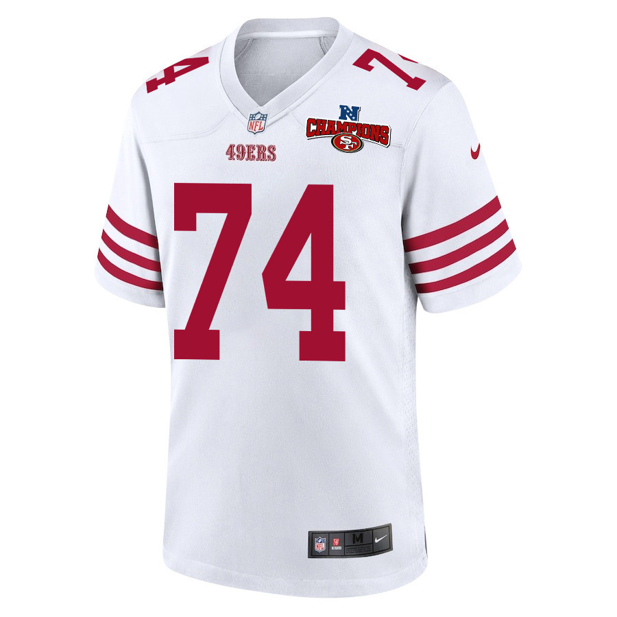 Spencer Burford 74 San Francisco 49ers NFC Champions Patch Game White NFL Jersey Men's