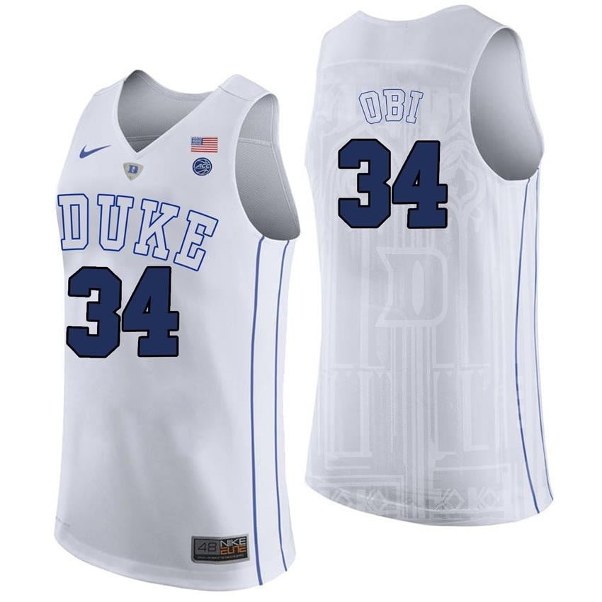 Duke Blue Devils 34 Sean Ob White College Player Performance NCAA Jersey Men's