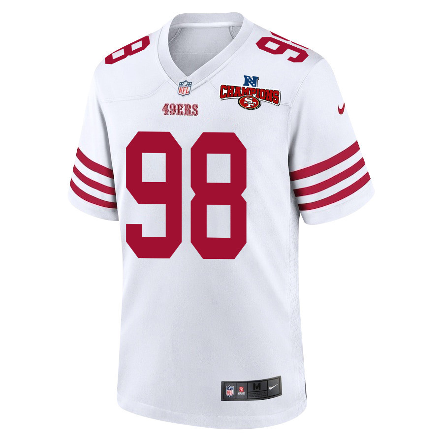 Javon Hargrave 98 San Francisco 49ers NFC Champions Patch Game White NFL Jersey Men's