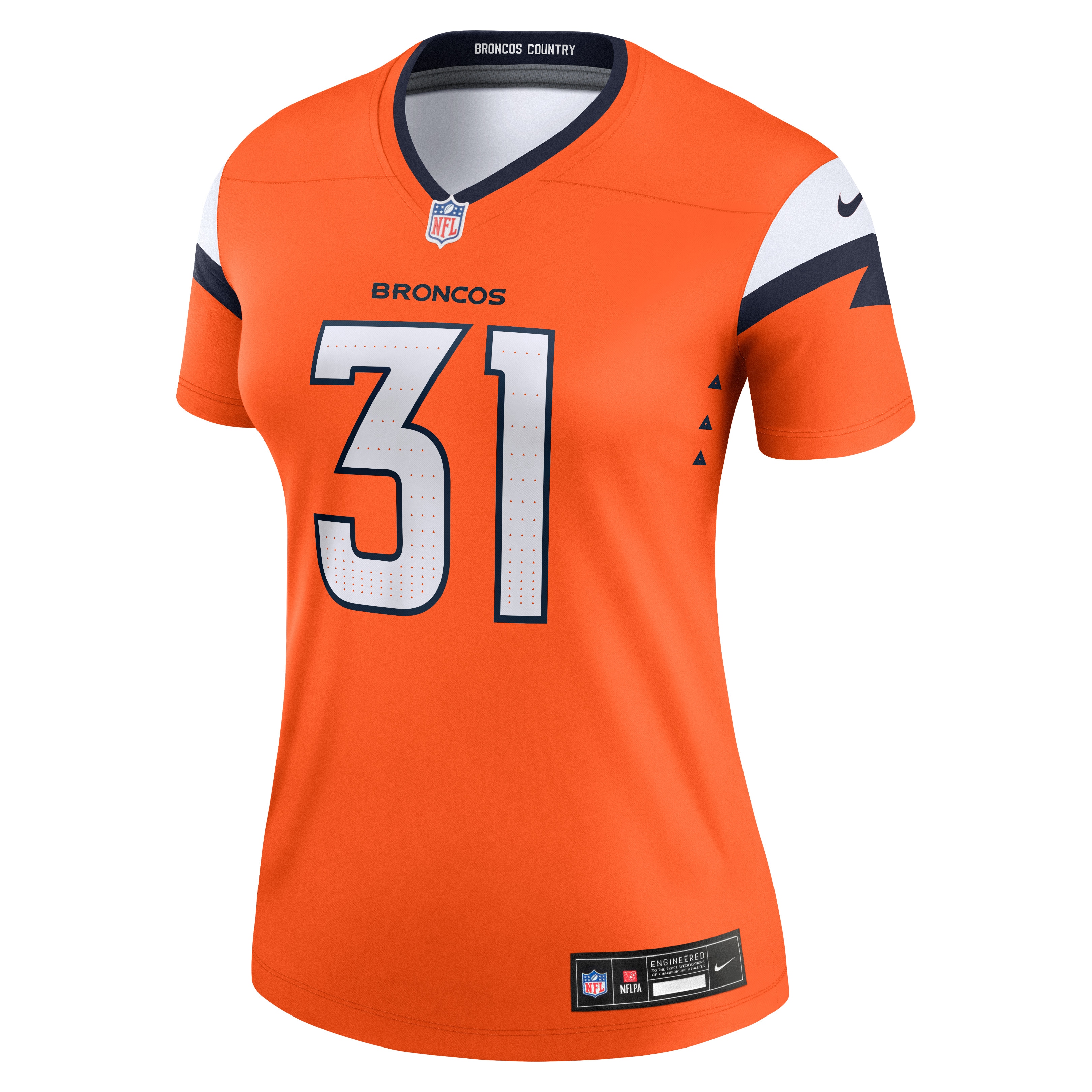 Denver Broncos Justin Simmons Orange Team Legend Player Performance Top NFL Jersey Women's