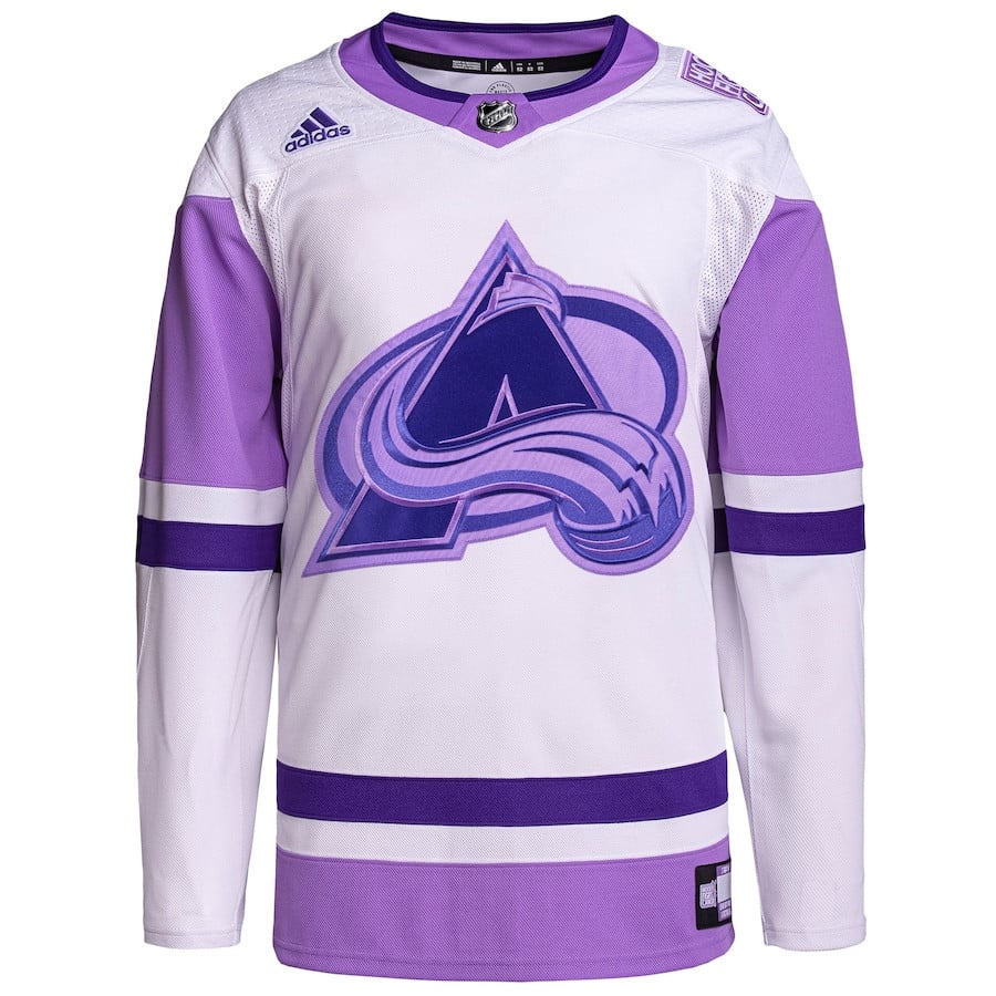 Colorado Avalanche Fights Cancer Primegreen White/Purple NHL Jersey Men's